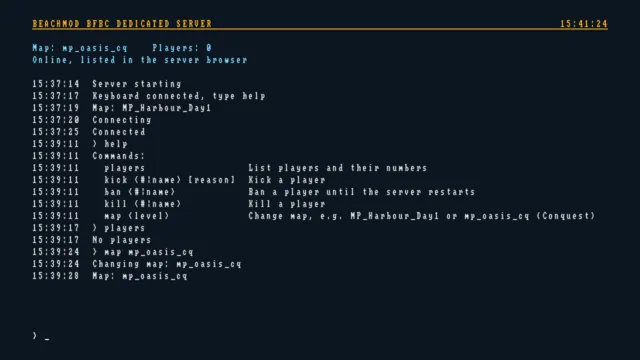 Dedicated server console