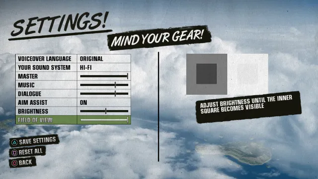 Settings menu